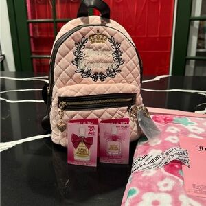 Juicy Couture Pink Quilted Backpack & Blanket